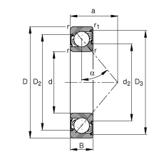 �ǽ��|���S�� 7008-B-2RS-TVP, ���|�� �� = 40��, �ɂ�(c��)���ܷ�